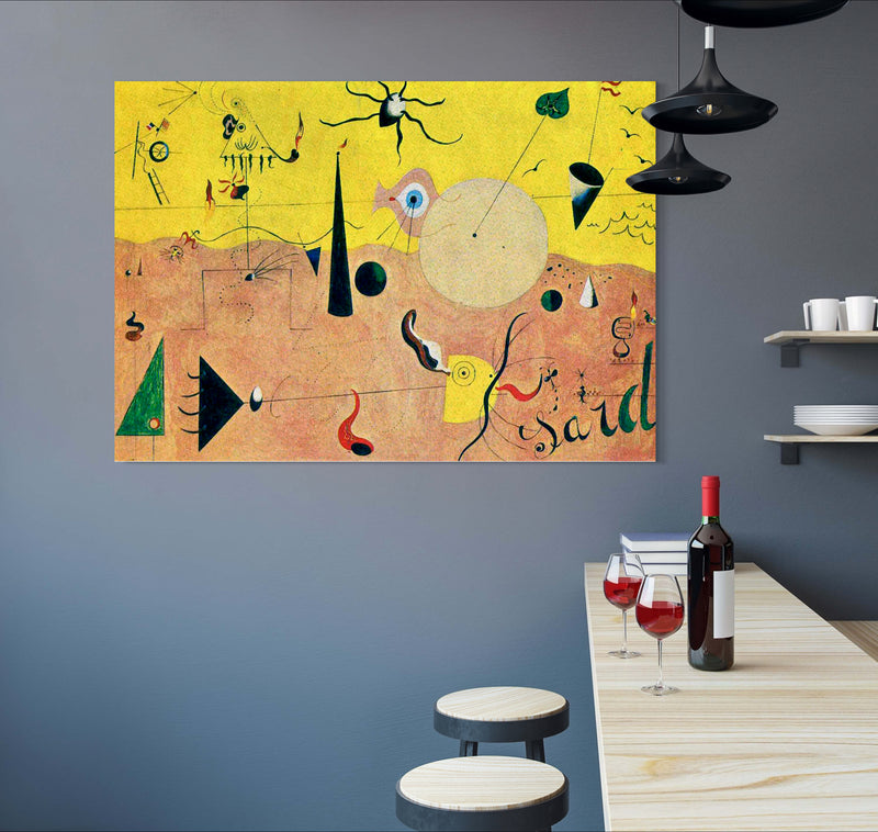 Catalan Landscape - Painted by Joan Miro - Circa. 1924. High Quality Polyester Cotton Canvas Print. Ready to be Framed or Mounted. Available in One Large Size. 70cm X 100cm. Stretched Canvas Option Available in One (1) Large Size - 70cm x 100cm.