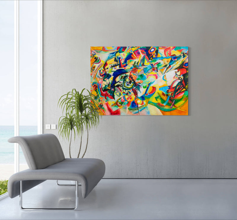 Line Color Block Abstract - Painted by Wassily Kandinsky- Circa. 1925. High Quality Polyester Cotton Canvas Print. Ready to be Framed or Mounted. Available in 3 Sizes - Small - Medium or Large. 50cm x 100cm Stretched Canvas Option Available.