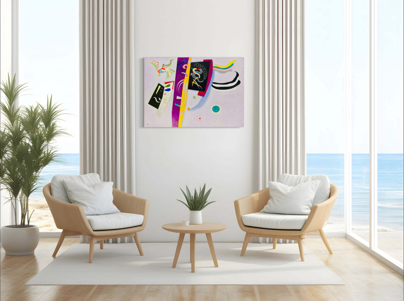 Violet & Orange - Painted by Wassily Kandinsky - Circa. 1929. High Quality Polyester Cotton Canvas Print. Ready to be Framed. Available in Two Sizes - 40cm X 60cm & 70cm x 100cm.