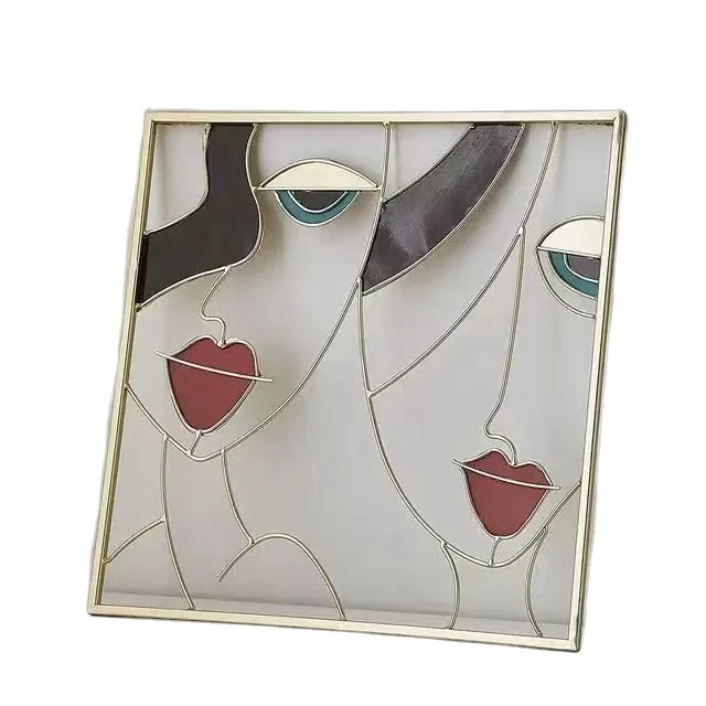Exquisite 'Cubist' Art Deco Wall Decoration - Set of 3 Gold Metal Panels - Picasso Inspired - Hand Made - Stylish & Beautiful! Size 33cm Square.