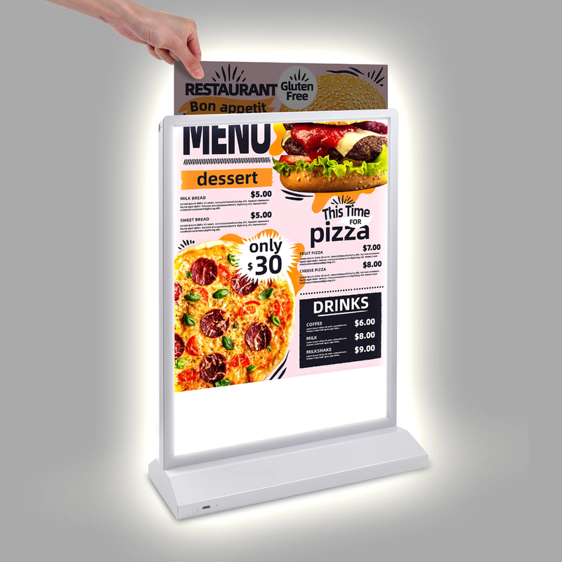 LumaStand™ A4 & A3 Rechargeable LED Display. Illuminate your promotions anywhere with the LumaStand™ Rechargeable LED Lightbox, designed specifically for hospitality venues that need bright, professional, cable-free Advertising or Menu signage.BLACK ONLY!