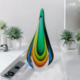 Art Deco “Queen Isabella” Hand Blown Murano Style Glass Sculptured Flower Ornament - Inspired by Pablo Picasso Cubist Design - 32cm Height