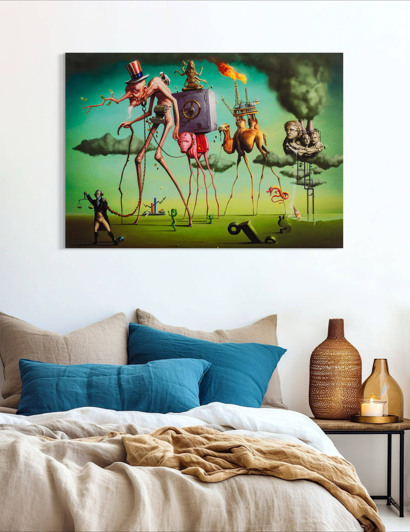 The American Dream - Painted by Salvador Dali - Circa. 1931. High Quality Polyester Cotton Canvas Print. Ready to be Framed or Mounted. Available in 3 Sizes - Small - Medium or Large.