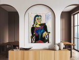 Portrait of Dora Mara- Painted by Pablo Picasso - Circa. 1937. High Quality Polyester Cotton Canvas Print. Ready to be Framed or Mounted. Available in One Large Size. 70cm X 100cm. Stretched Canvas Option Available in One (1) Large Size - 70cm x 100cm.