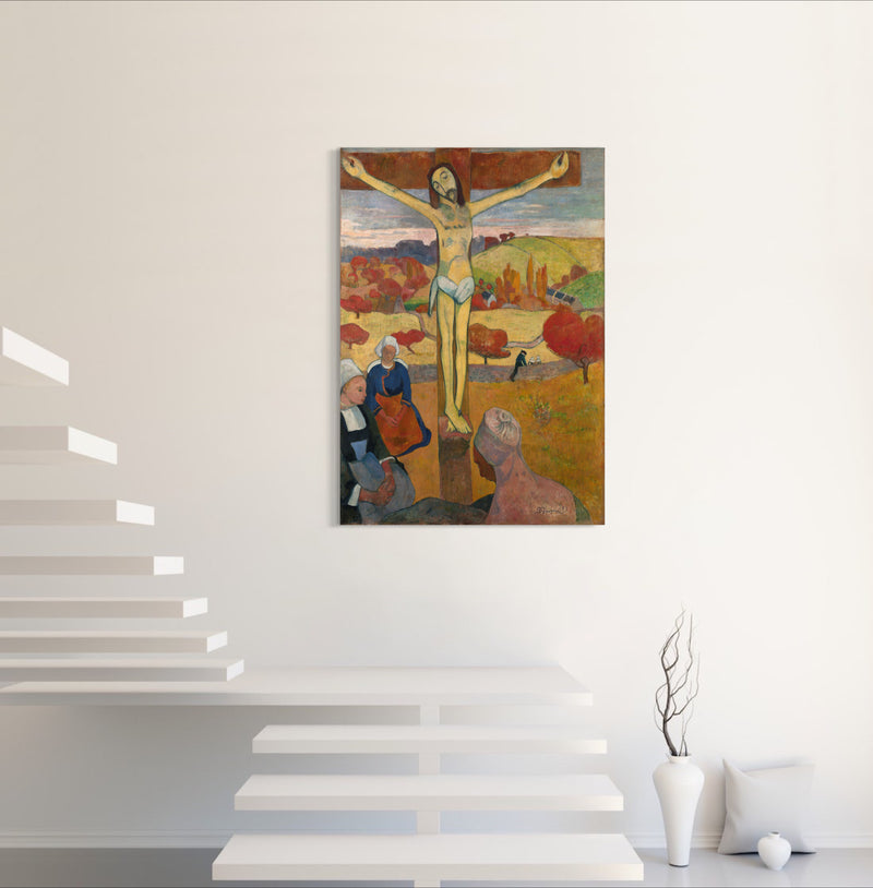 The Yellow Christ - Painted by Paul Gaugin - Circa. 1964. High Quality Polyester Cotton Canvas Print. Ready to be Framed. Available in One Large Size. 70cm X 100cm. Stretched Canvas Option Available in One (1) Large Size - 70cm x 100.