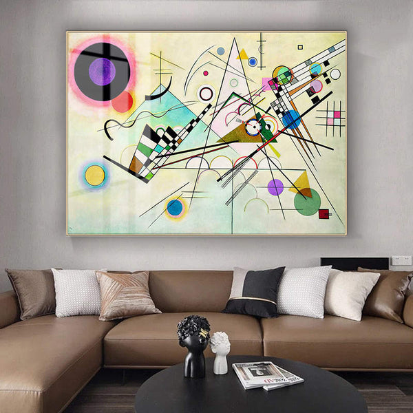 Crystal Porcelain Artwork -  ‘Composition VIII’ Painted by Wassily Kandinsky  - Large Size - 80cm X 110cm Ready to Hang - Bold & Beautiful Design Statement.