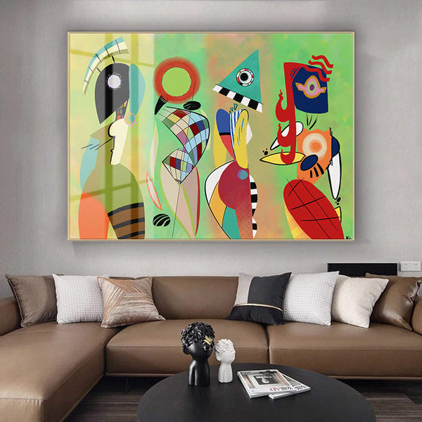 Crystal Porcelain Artwork -  ‘Las Musas’ Painted by Wassily Kandinsky - Large Size - 80cm X 110cm Ready to Hang - Bold & Beautiful Design Statement.