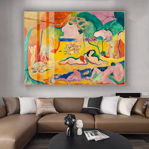 Crystal Porcelain Artwork -  ‘The Joy of Life’ Painted by Henri Matisse - Large Size - 80cm X 110cm Ready to Hang - Bold & Beautiful Design Statement.