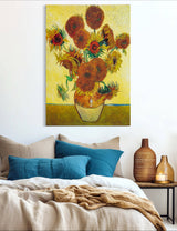 Yellow Sunflowers - Painted by Vincent Van-Gogh - Circa. 1888. High Quality Polyester Cotton Canvas Print. Ready to be Framed. Available in One Large Size. 70cm X 100cm. Stretched Canvas Option Available in One (1) Large Size - 70cm x 100.