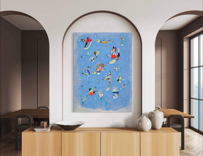 Blue Sky - Painted by Wassily Kandinsky - Circa. 1940. High Quality Polyester Cotton Canvas Print. Ready to be Framed. Available in Two Sizes - 40cm X 60cm & 70cm x 100cm.