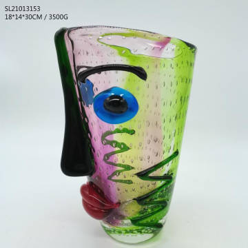 Art Deco “Weeping Woman” Hand Blown Murano Style 'Zibo' Glass Sculptured Flower Vase - Inspired by Pablo Picasso Cubist Design - 32cm Height