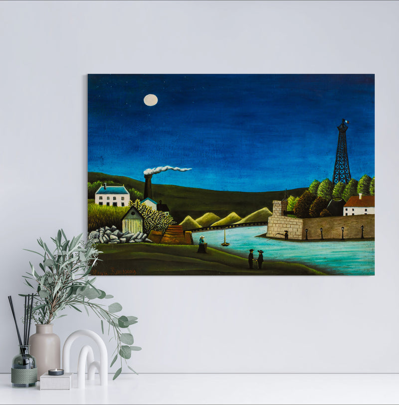 The Seine at Sureness - Painted by Henri Rousseau- Circa. 1925. High Quality Polyester Cotton Canvas Print. Ready to be Framed or Mounted. Available in 3 Sizes - Small - Medium or Large.