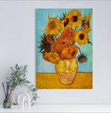 Golden Sunflowers - Painted by Vincent Van-Gogh - Circa. 1888. High Quality Polyester Cotton Canvas Print. Ready to be Framed or Mounted. Available in One Large Size. 70cm X 100cm. Stretched Canvas Option Available in One (1) Large Size. 70cm X 100cm.