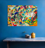 Line Color Block Abstract - Painted by Wassily Kandinsky- Circa. 1925. High Quality Polyester Cotton Canvas Print. Ready to be Framed or Mounted. Available in 3 Sizes - Small - Medium or Large. 50cm x 100cm Stretched Canvas Option Available.