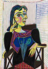 Portrait of Dora Mara- Painted by Pablo Picasso - Circa. 1937. High Quality Polyester Cotton Canvas Print. Ready to be Framed or Mounted. Available in One Large Size. 70cm X 100cm. Stretched Canvas Option Available in One (1) Large Size - 70cm x 100cm.