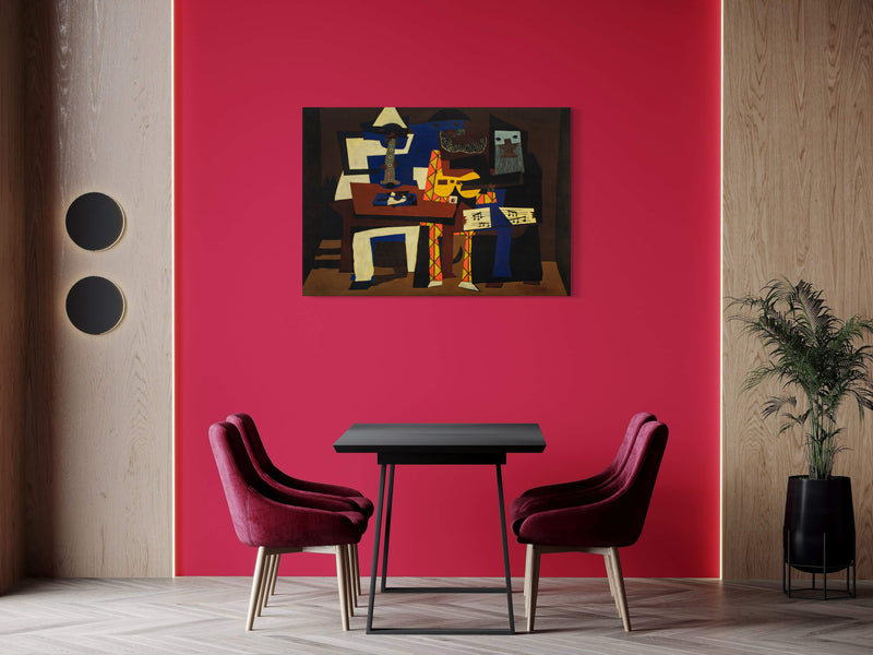 The Three Musicians - Painted by Pablo Picasso - Circa. 1921. High Quality Polyester Cotton Canvas Print. Ready to be Framed or Mounted. Available in 3 Sizes - Small - Medium or Large.