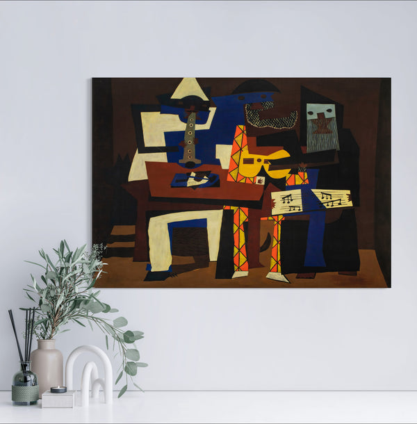 The Three Musicians - Painted by Pablo Picasso - Circa. 1921. High Quality Polyester Cotton Canvas Print. Ready to be Framed or Mounted. Available in 3 Sizes - Small - Medium or Large.