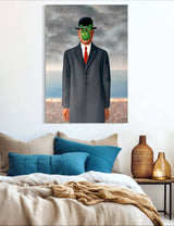 The Son of Man - Painted by Renee Margritte - Circa. 1964. High Quality Polyester Cotton Canvas Print. Ready to be Framed. Available in One Large Size. 70cm X 100cm. Stretched Canvas Option Available in One (1) Large Size - 70cm x 100