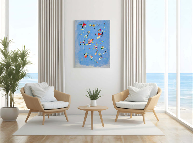 Blue Sky - Painted by Wassily Kandinsky - Circa. 1940. High Quality Polyester Cotton Canvas Print. Ready to be Framed. Available in Two Sizes - 40cm X 60cm & 70cm x 100cm.