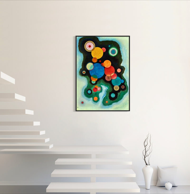 Deepened Impulse - Painted by Wassily Kandinsky- Circa. 1915. High Quality Polyester Cotton Canvas Print. Ready to be Framed. Available in One Large Size. 70cm X 100cm. Stretched Canvas Option Available in One (1) Large Size - 70cm x 100.