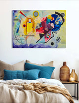 Red, Blue - Painted by Wassily Kandinsky- Circa. 1925. High Quality Polyester Cotton Canvas Print. Rolled Canvas Available in 4 Sizes - Small, Medium, or X Large. Stretched Canvas Option Available in One (1) Large Size - 70cm.