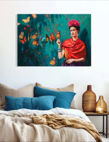 Butterfly - Painted by Frida Kahlo- Circa. 1890. High Quality Polyester Cotton Canvas Print.. Ready to be Framed or Mounted. Available in 3 Sizes - Small - Medium or Large.