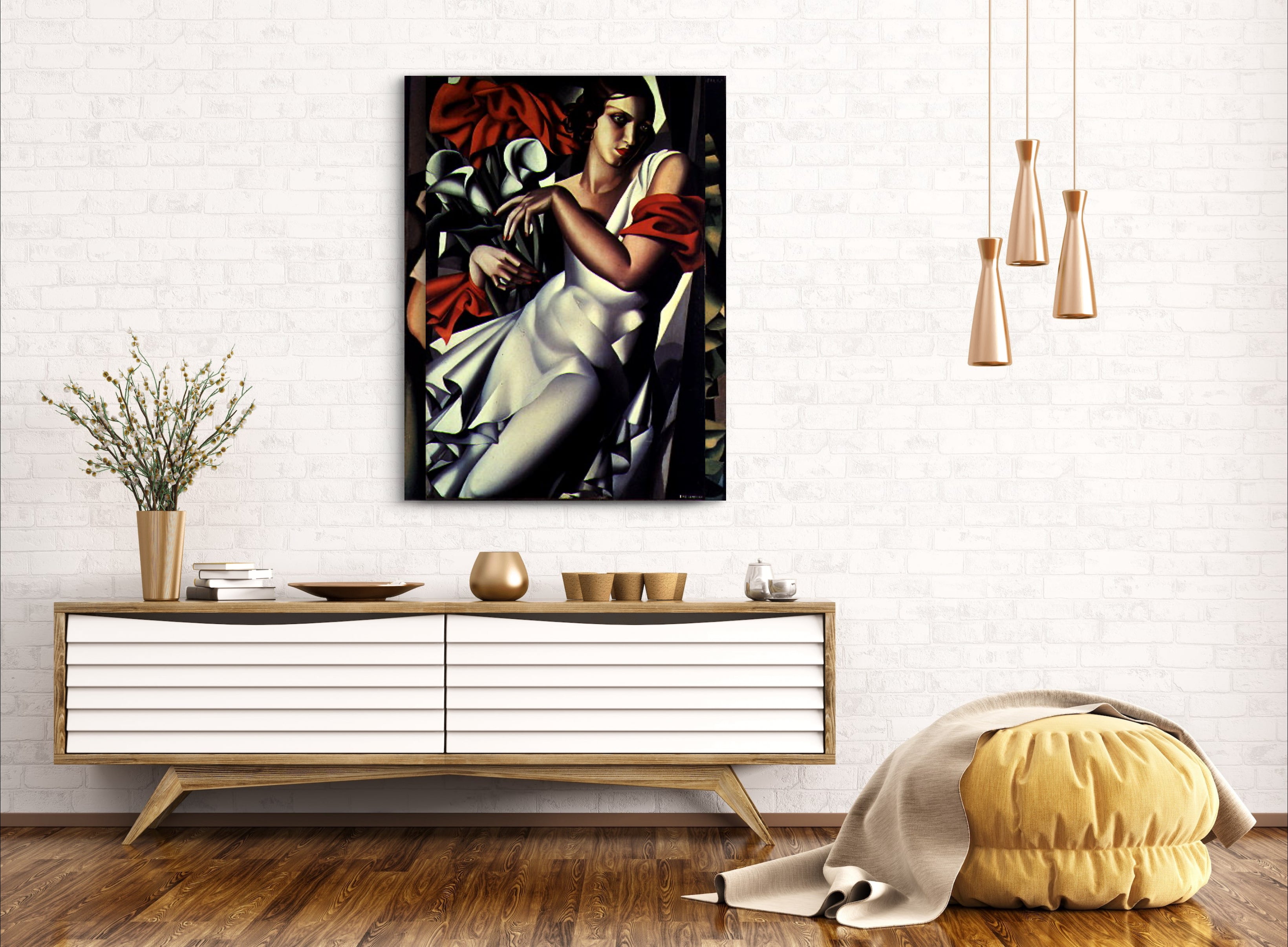 Portrait of Ira Perrot by Tamara de Lempicka Circa. 1930. High Quality 'Stretched' Polyester Cotton Canvas Print. Mounted on Wooden Inner Frame. Ready to Hang. Available in One (1) Large Size - 70cm x 100cm.