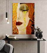 Golden Tears - Painted by Gustav Klimt/Marie Zilberman - Circa. 1888. High Quality Polyester Cotton Canvas Print. Rolled Canvas Available in 3 Sizes - Small, Medium, or Large. Stretched Canvas Option Available in One (1) Large Size - 70cm x 100cm.