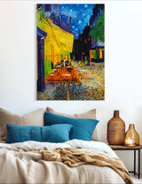 Cafe Terrace at Night - Painted by Vincent Van-Gogh - Circa. 1888. High Quality Polyester Cotton Canvas Print. Rolled Canvas Available in 3 Sizes - Small, Medium, or Large. Stretched Canvas Option Available in One (1) Large Size - 70cm x 100cm.