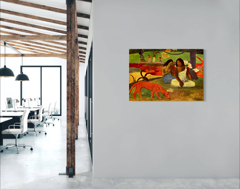 Arearea - Painted by Paul Gauguin - Circa. 1892. High Quality Polyester Cotton Canvas Print. Ready to be Framed or Mounted. Available in One Large Size. 70cm X 100cm. Stretched Canvas Option Available in One (1) Large Size - 70cm x 100cm.