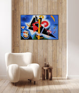 In Blue Work of Art - Painted by Wassily Kandinsky - Circa. 1925. Picture Size - 60cm X 90cm. Framed Quality Canvas - Ready to Hang. -  Bold & Beautiful Design Statement.