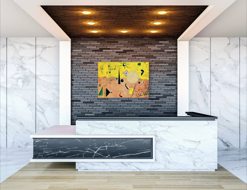 Catalan Landscape - Painted by Joan Miro - Circa. 1924. High Quality Polyester Cotton Canvas Print. Ready to be Framed or Mounted. Available in One Large Size. 70cm X 100cm. Stretched Canvas Option Available in One (1) Large Size - 70cm x 100cm.