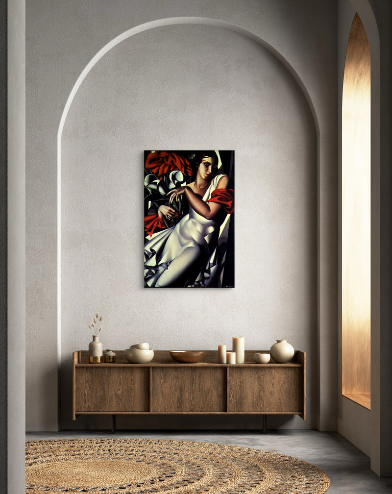 Portrait of Ira Perrot by Tamara de Lempicka Circa. 1930. High Quality 'Stretched' Polyester Cotton Canvas Print. Mounted on Wooden Inner Frame. Ready to Hang. Available in One (1) Large Size - 70cm x 100cm.