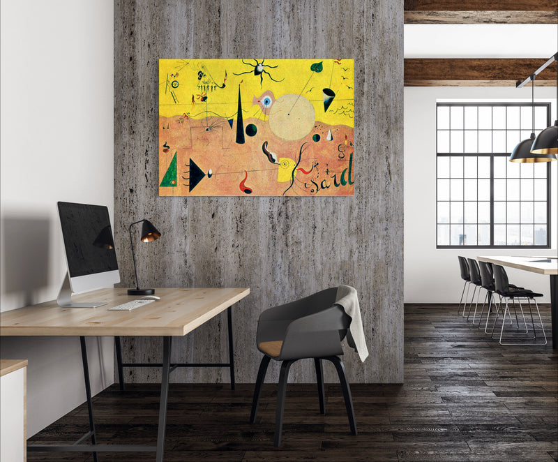 Catalan Landscape - Painted by Joan Miro - Circa. 1924. High Quality Polyester Cotton Canvas Print. Ready to be Framed or Mounted. Available in One Large Size. 70cm X 100cm. Stretched Canvas Option Available in One (1) Large Size - 70cm x 100cm.