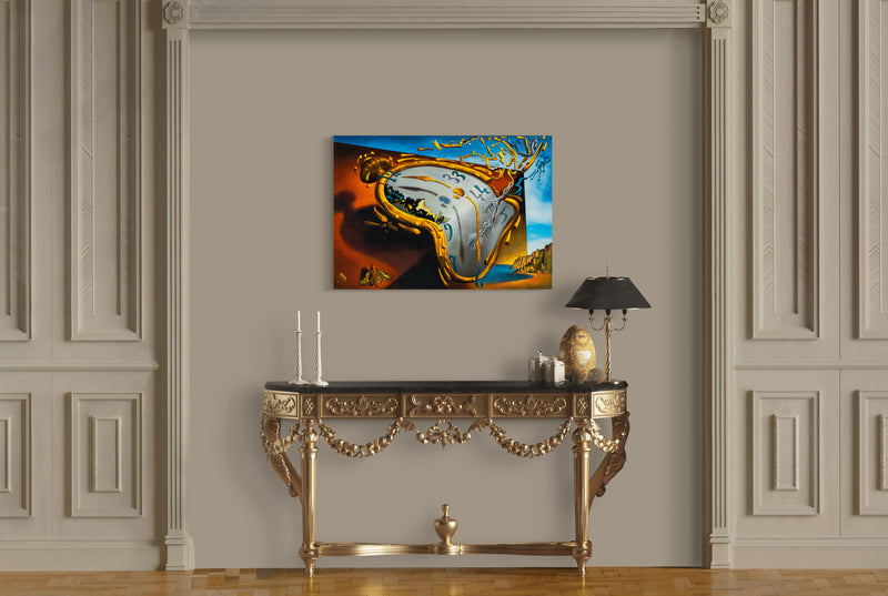 Morphed Timepiece - Painted by Salvador Dali - Circa. 1931. High Quality Polyester Cotton Canvas Print. Rolled Canvas Available in 3 Sizes - Small, Medium, or Large. Stretched Canvas Option Available in One (1) Large Size - 70cm x 100cm.