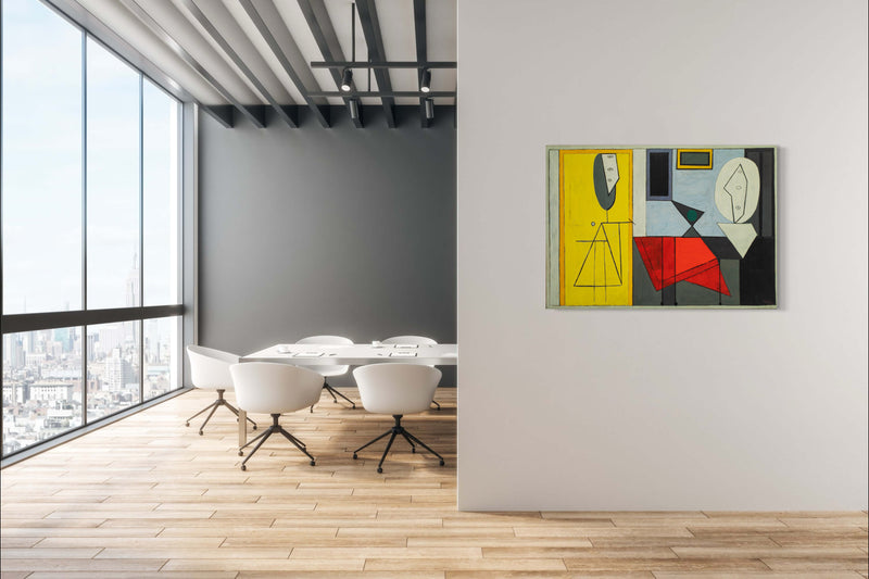 L’Atelier (The Studio) - Painted by Pablo Picasso - Circa. 1927. High Quality Polyester Cotton Canvas Print. Rolled Canvas Available in 3 Sizes - Small, Medium, or Large. Stretched Canvas Option Available in One (1) Large Size - 70cm x 100cm.