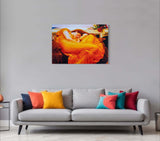 Flaming June - Painted by Frederic Leighton - Circa. 1895. High Quality Polyester Cotton Canvas Print. Rolled Canvas Available in 3 Sizes - Small, Medium, or Large. Stretched Canvas Option Available in One (1) Large Size - 70cm x 100cm.