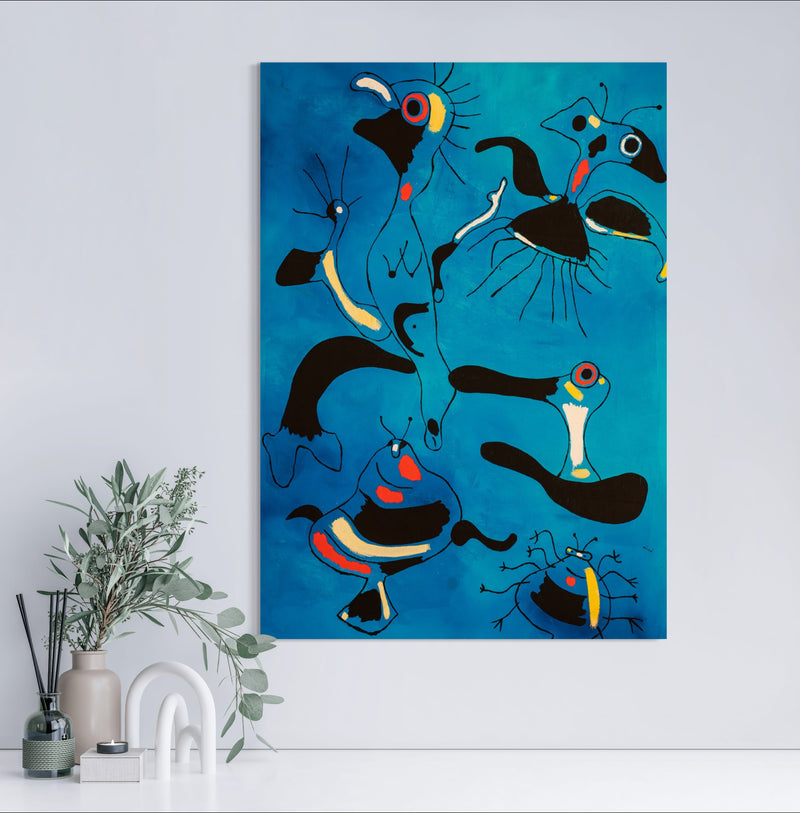 Birds and Insects - Painted by Joan Miro - Circa. 1938. High Quality Polyester Cotton Canvas Print. Ready to be Framed. Available in One Large Size. 70cm X 100cm.