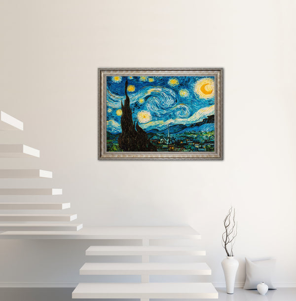 Swirling Starry Night - Painted by Vincent Van-Gogh - Circa. 1888.