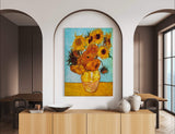 Golden Sunflowers - Painted by Vincent Van-Gogh - Circa. 1888. High Quality Polyester Cotton Canvas Print. Ready to be Framed or Mounted. Available in One Large Size. 70cm X 100cm. Stretched Canvas Option Available in One (1) Large Size. 70cm X 100cm.