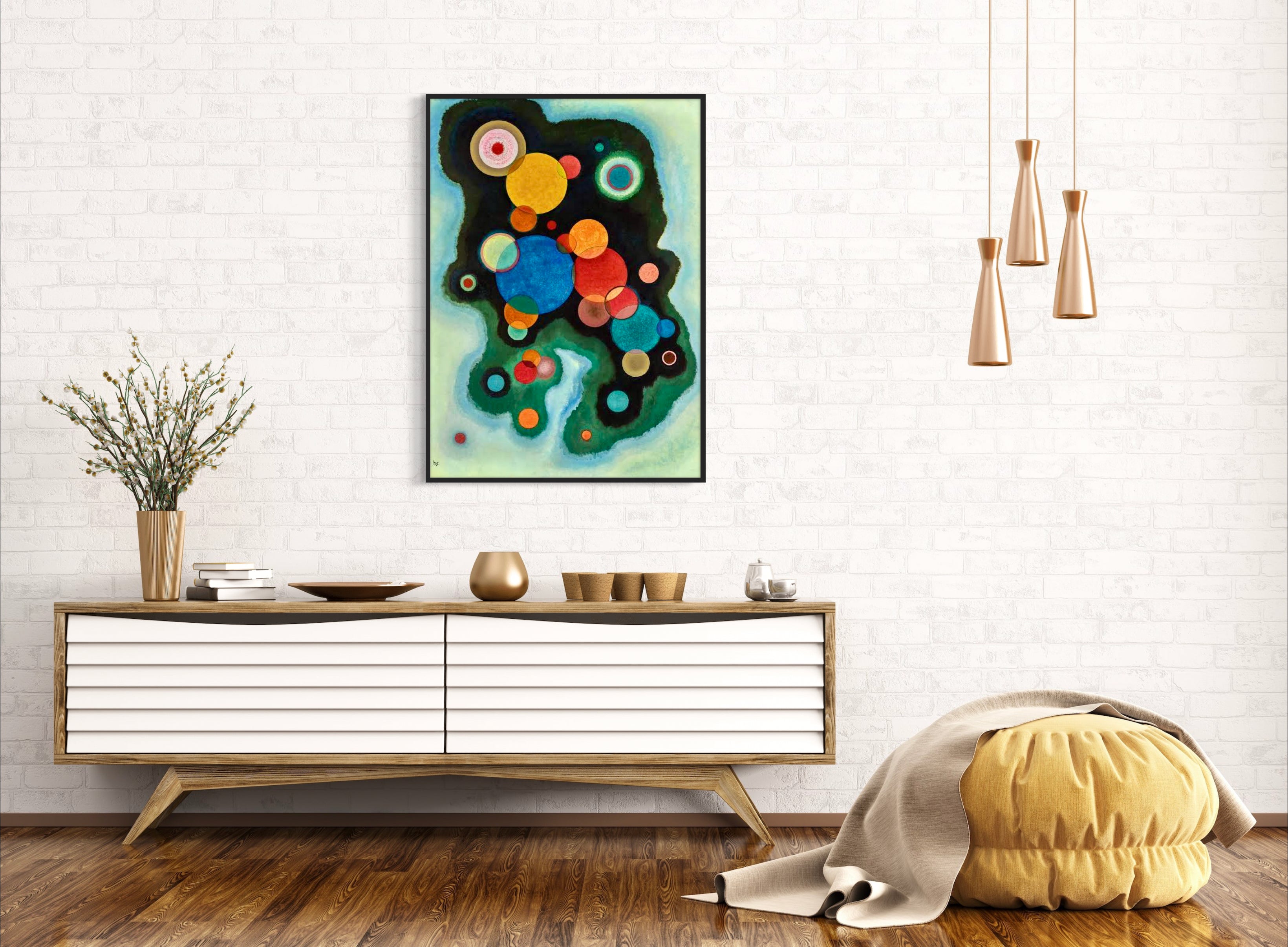 Deepened Impulse - Painted by Wassily Kandinsky- Circa. 1915. High Quality Polyester Cotton Canvas Print. Ready to be Framed. Available in One Large Size. 70cm X 100cm. Stretched Canvas Option Available in One (1) Large Size - 70cm x 100.
