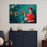 Butterfly - Painted by Frida Kahlo- Circa. 1890. High Quality Polyester Cotton Canvas Print.. Ready to be Framed or Mounted. Available in 3 Sizes - Small - Medium or Large.