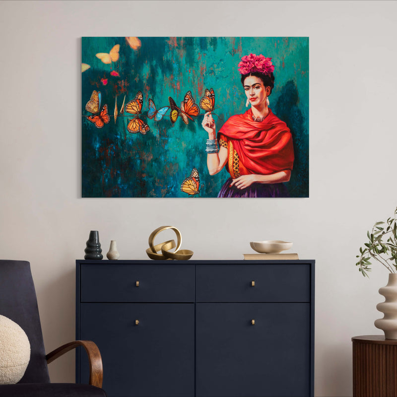 Butterfly - Painted by Frida Kahlo- Circa. 1890. High Quality Polyester Cotton Canvas Print.. Ready to be Framed or Mounted. Available in 3 Sizes - Small - Medium or Large.