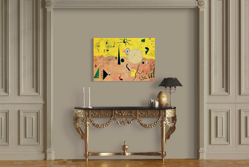 Catalan Landscape - Painted by Joan Miro - Circa. 1924. High Quality Polyester Cotton Canvas Print. Ready to be Framed or Mounted. Available in One Large Size. 70cm X 100cm. Stretched Canvas Option Available in One (1) Large Size - 70cm x 100cm.