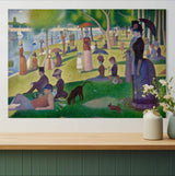 Sunday Afternoon on the Island of La Grande Jatte - Painted by Georges Seurat - Circa. 1884. High Quality Polyester Cotton Canvas Print. Ready to be Framed. Available in One Large Size. 70cm X 100cm. Stretched Canvas Option Available in One (1) Large Size