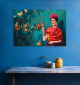 Butterfly - Painted by Frida Kahlo- Circa. 1890. High Quality Polyester Cotton Canvas Print.. Ready to be Framed or Mounted. Available in 3 Sizes - Small - Medium or Large.