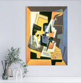 Violin and Glass - Painted by Juan Gris - Circa. 1915. High Quality Polyester Cotton Canvas Print. Ready to be Framed. Available in One Large Size. 70cm X 100cm. Stretched Canvas Option Available in One (1) Large Size - 70cm x 100cm