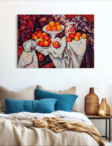 Still Life with Apples and Oranges - Painted by Paul Cezzane - Circa. 1884. High Quality Polyester Cotton Canvas Print. Ready to be Framed or Mounted. Available in 3 Sizes - Small - Medium or Large.