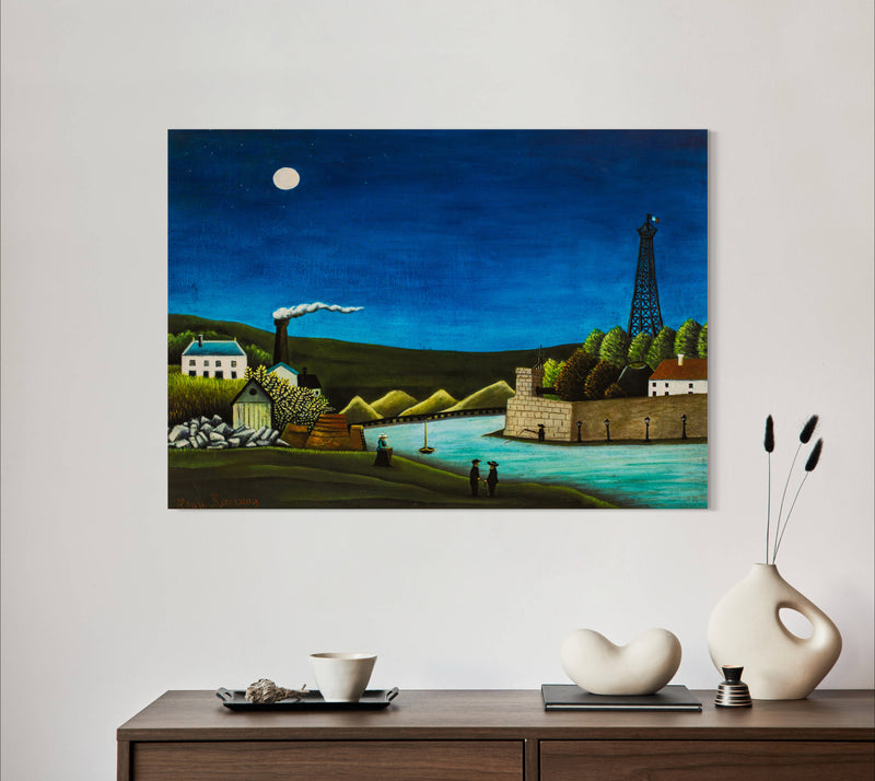 The Seine at Sureness - Painted by Henri Rousseau- Circa. 1925. High Quality Polyester Cotton Canvas Print. Ready to be Framed or Mounted. Available in 3 Sizes - Small - Medium or Large.