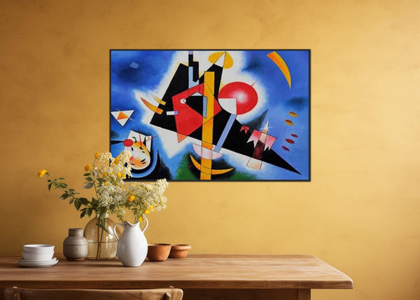 In Blue Work of Art - Painted by Wassily Kandinsky - Circa. 1925. Picture Size - 60cm X 90cm. Framed Quality Canvas - Ready to Hang. -  Bold & Beautiful Design Statement.